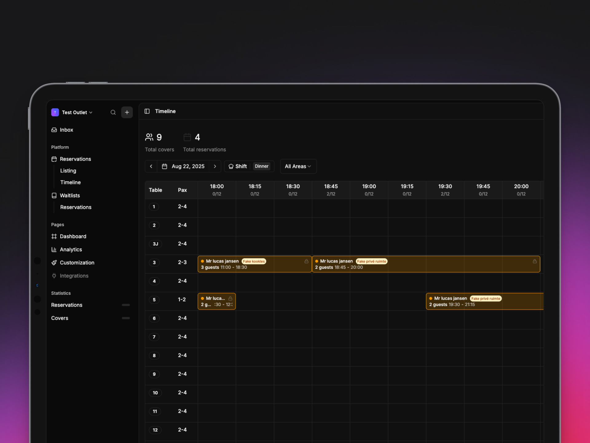Advanced Reservations