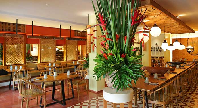Elegant restaurant interior during the day